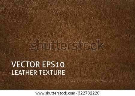 Closeup brown leather texture. Horizontal vector background.
