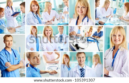 Collage of successful clinicians in hospital