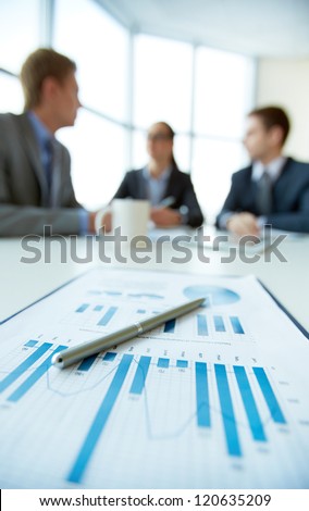 Business Document On Background Of Employees Planning Work At Meeting