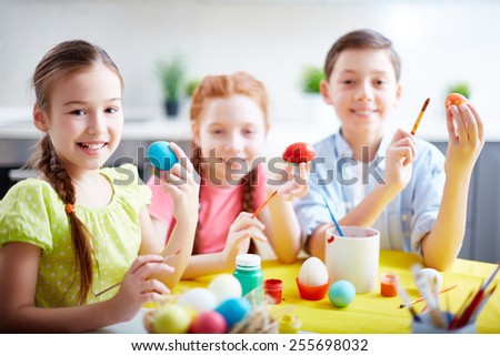 Little friends with Easter eggs