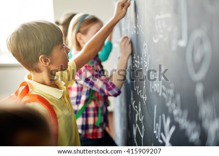 Writing on blackboard
