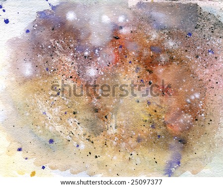 Colorful background painted with aquarelle by splashing and smearing