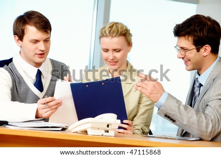 Photo of confident people interacting at meeting