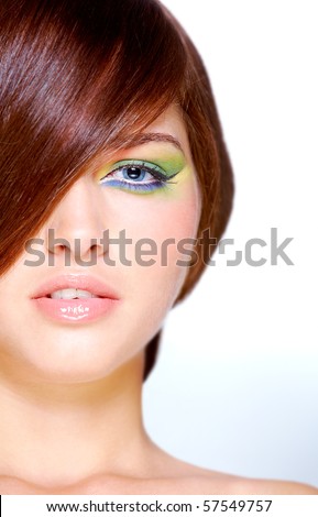 male to female makeup. female with bright makeup