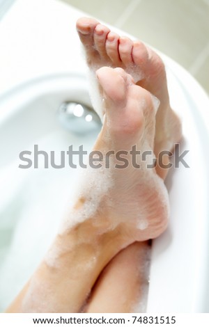 Image of female soles with foam on them