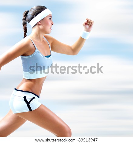 Portrait of a girl running outdoor in summer Portrait of a girl running outdoor in summer