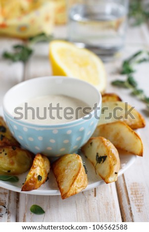 Country Style Fried Potatoes with lemon sauce