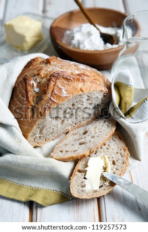 Homemade bread with butter