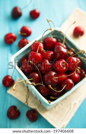Cherries in market basket