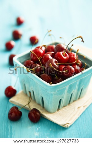 Cherries in market basket