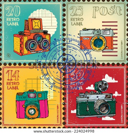Postage stamps with vintages cameras Postage stamps with vintages cameras