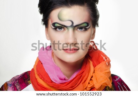 Woman with beautiful fantasy eye face-art