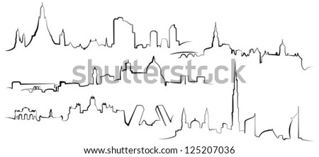 City silhouettes Bangkok Florence Madrid Amsterdam Dubai City silhouettes Bangkok Florence Madrid Amsterdam Dubai