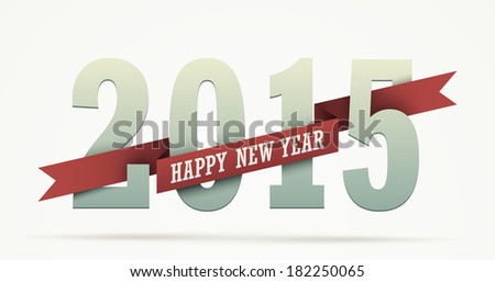 2015 year greeting isolated on white Numbers wrapped with a ribbon with Happy New Year text Flat graphic with realistic shadow effects EPS10 vector 2015 year greeting isolated on white Numbers wrapped with a ribbon with Happy New Year text Flat graphic with realistic shadow effects EPS10 vector