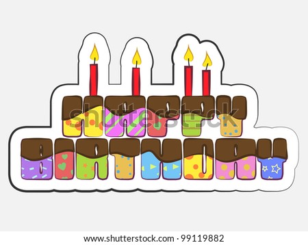 Decorated birthday greeting text, vector image