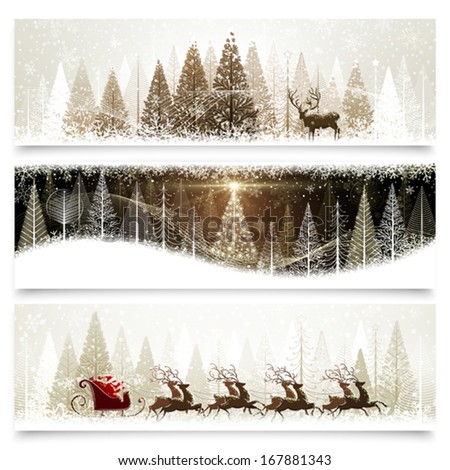 Collection of banners with Christmas landscapes