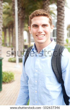 portrait of a young college student on campus