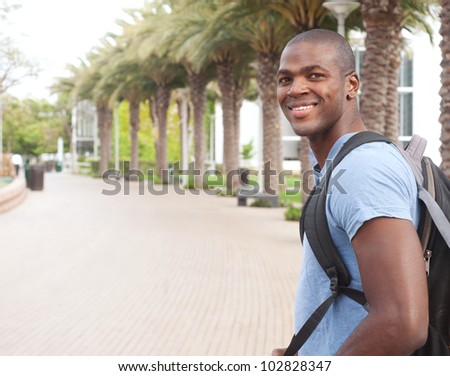 portrait of an African American college student on campus