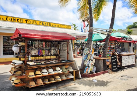 KEY WEST FEBRUARY 18: City center market Feb 18, 2014 in Key West, Florida ,USA: Key West  is a popular tourist shopping and travel destination in Florida US.