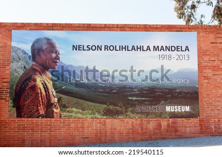 JOHANNESBURG, AUGUST 21: Nelson Mandela poster in Apartheid Museum on August 21, 2014 in Johannesburg.