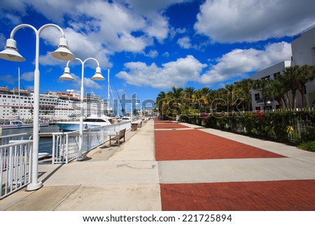 KEY WEST FEBRUARY 18: Port sidewalk. Feb 18, 2014 in Key West, Florida ,USA: Key West is a popular tourist destination in Florida US.