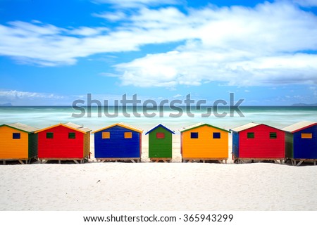 Cape Town colored houses on muizenberg beach - South Africa , Eastern Cape