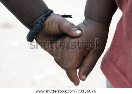 hand in hand, African kids