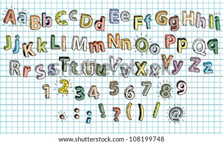 Hand drawn coloured Alphabet ABC Hand drawn coloured Alphabet ABC
