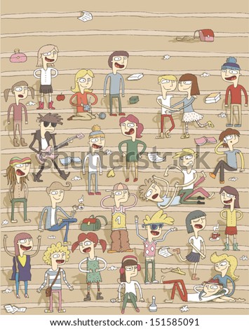 School choir singing on stairs hand drawn funny illustration with group of teenagers Illustration is in eps10 vector mode elements are isolated in a group School choir singing on stairs hand drawn funny illustration with group of teenagers Illustration is in eps10 vector mode elements are isolated in a group