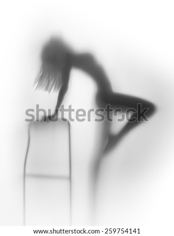 Sexy woman body silhouette with chair