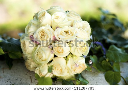 wedding bouquet of the bride- white wedding flowers.
