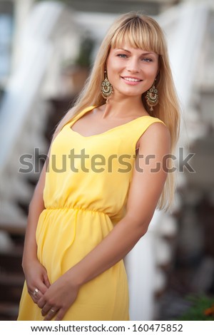 Beautiful smiling woman closeup portrait outdoors. Happy teenager girl smiling face. Natural beauty woman smiling. Healthy woman with white teeth. smiling. Happy vacation woman.