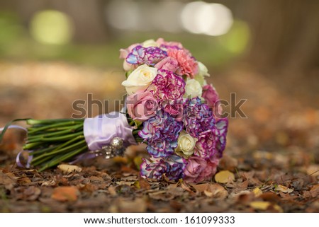 Beautiful wedding bouquet of bride, wedding delicate flowers. floral wedding theme decoration. wed flowers