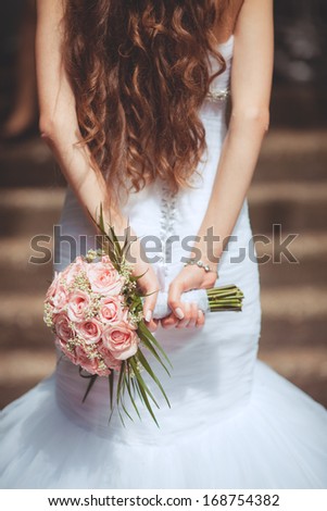 wedding bouquet of pink roses, bride wedding flowers. wedding bouquet, flowers, roses, beautiful bouquet