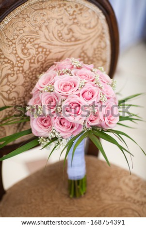 wedding bouquet of pink roses, bride wedding flowers. wedding bouquet, flowers, roses, beautiful bouquet