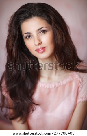 Beautiful woman smiling young girl happy portrait, natural beauty woman, soft focus, series