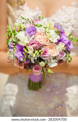 Beautiful wedding bouquet marriage flowers bridal decorations bride flowers rustic style, selective focus, series