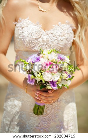 Beautiful wedding bouquet marriage flowers bridal decorations bride flowers rustic style, selective focus, series