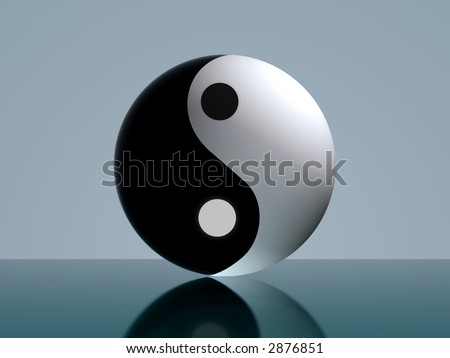 Yin and Yang illustration from a 3D sphere ball with calm ambiance