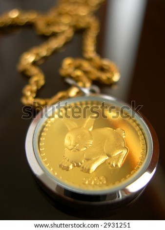 Gold Rabbit necklace as Chinese Astrology