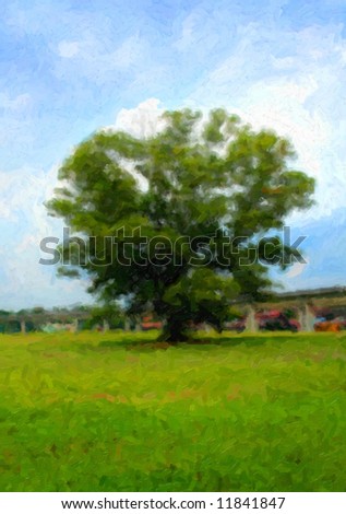 old tree painting style