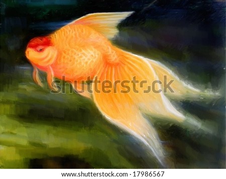 Gold fish digital illustration
