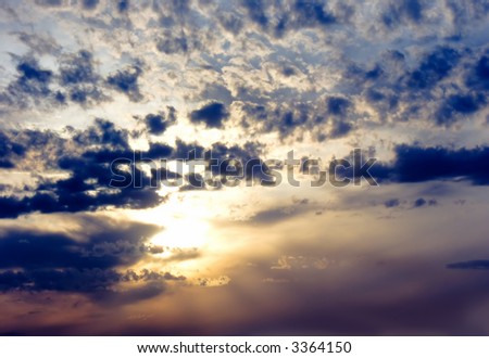 Heavy, but very picturesque clouds illuminated by the evening sun I can serve as an effective background