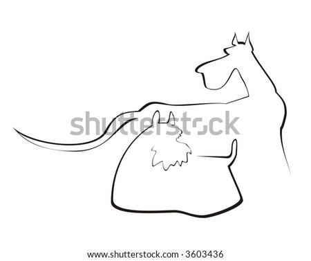 Outlines of two dogs. The picture is isolated on a white background.