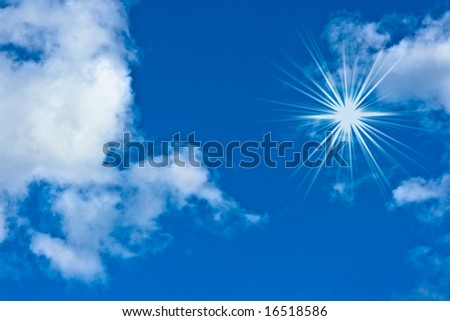 the sun before the dark-blue sky is specially made for use on a back background or as a layer in a collage