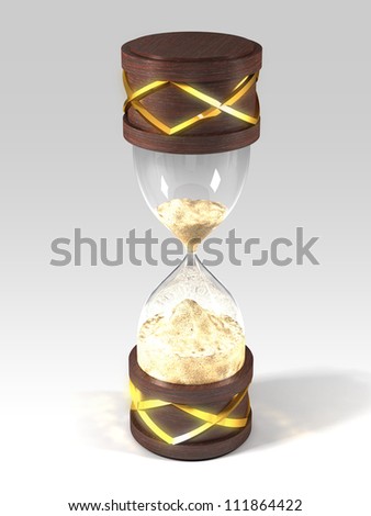 antique hourglass on a white surface, decorated with gold