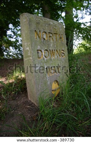 North Downs Way stone marker Kent England