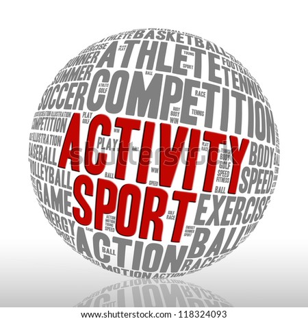 Sport activity info-text graphics with globe shape