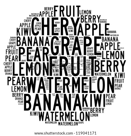 Fruit info text cloud