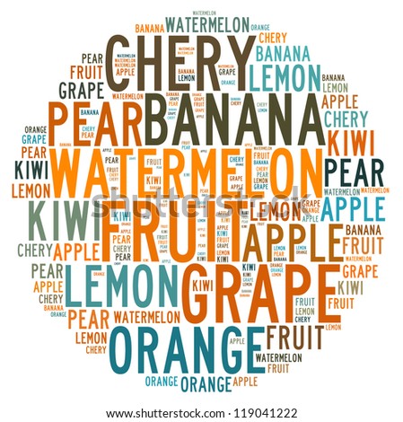 Fruit info text cloud